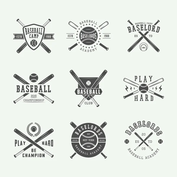 Vintage-Baseball-Logos, Embleme, Abzeichen und Designelemente. — Stockvektor