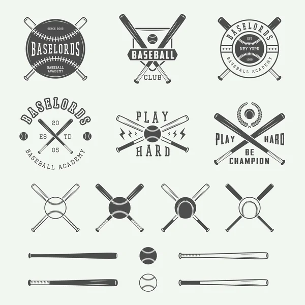 Vintage baseball logos, emblems, badges and design elements. — Stock Vector