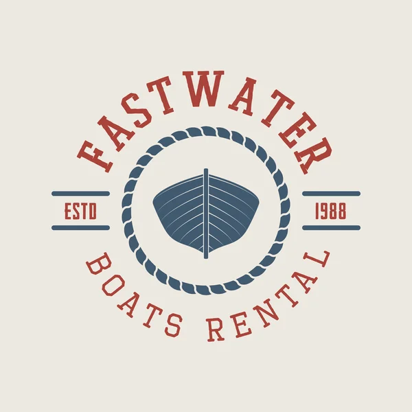 Vintage Rafting oder Bootsverleih Logo, Etiketten und Abzeichen. — Stockvektor