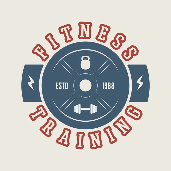 Fitnessstudio-Logo, Abzeichen, Etikett, Marke im Vintage-Stil. — Stockvektor