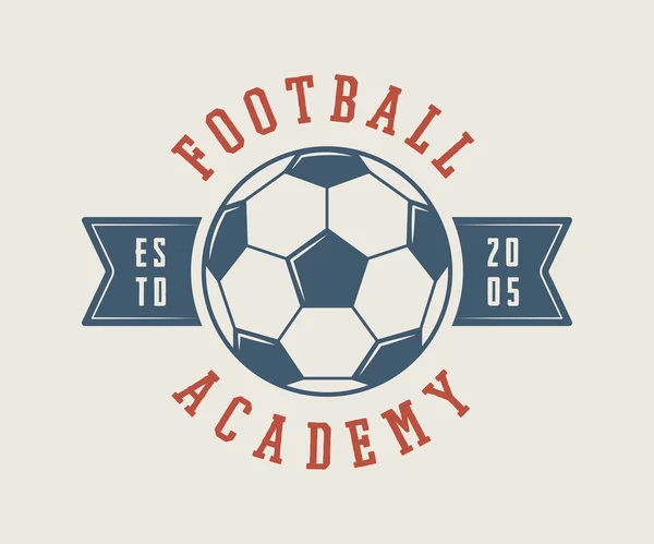 Vintage sepak bola atau logo sepak bola, lambang, lencana. Ilustrasi vektor - Stok Vektor
