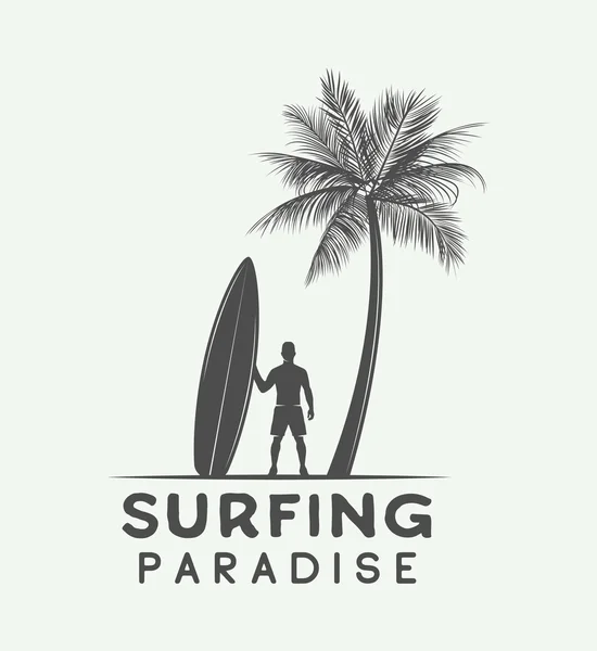 Vintage surfing logo, emblem, badge, label, mark. — Stock Vector