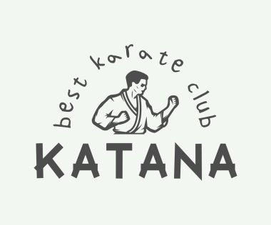 Vintage karate or martial arts logo, emblem, badge, label  clipart