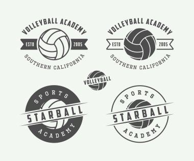 Set of vintage volleyball labels, emblems and logo.  clipart