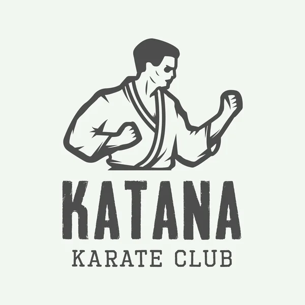 Vintage Karate oder Kampfkunst Logo, Emblem, Abzeichen, Etikett — Stockvektor