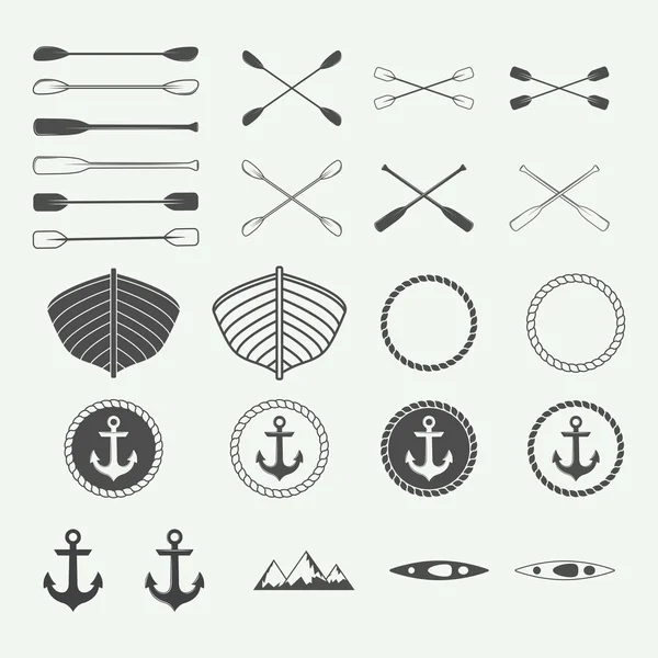 Set of vintage rafting logo, labels and badges. — Stock Vector