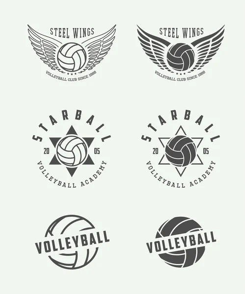 Conjunto de etiquetas de voleibol vintage, emblemas y logotipo . — Vector de stock