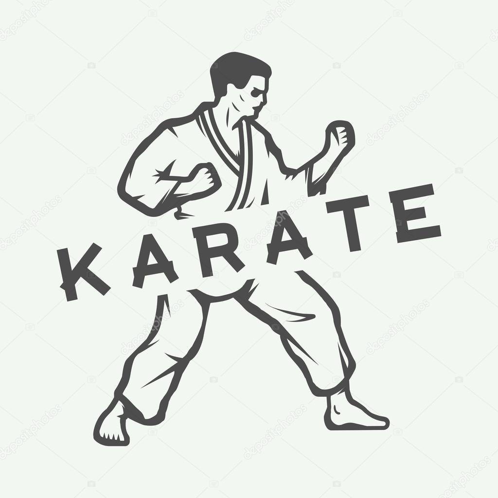 Vintage karate or martial arts logo, emblem, badge, label 