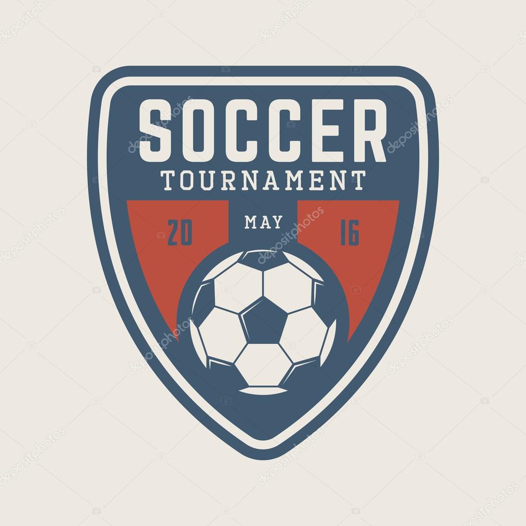 Vintage soccer or football logo, emblem, badge, label 