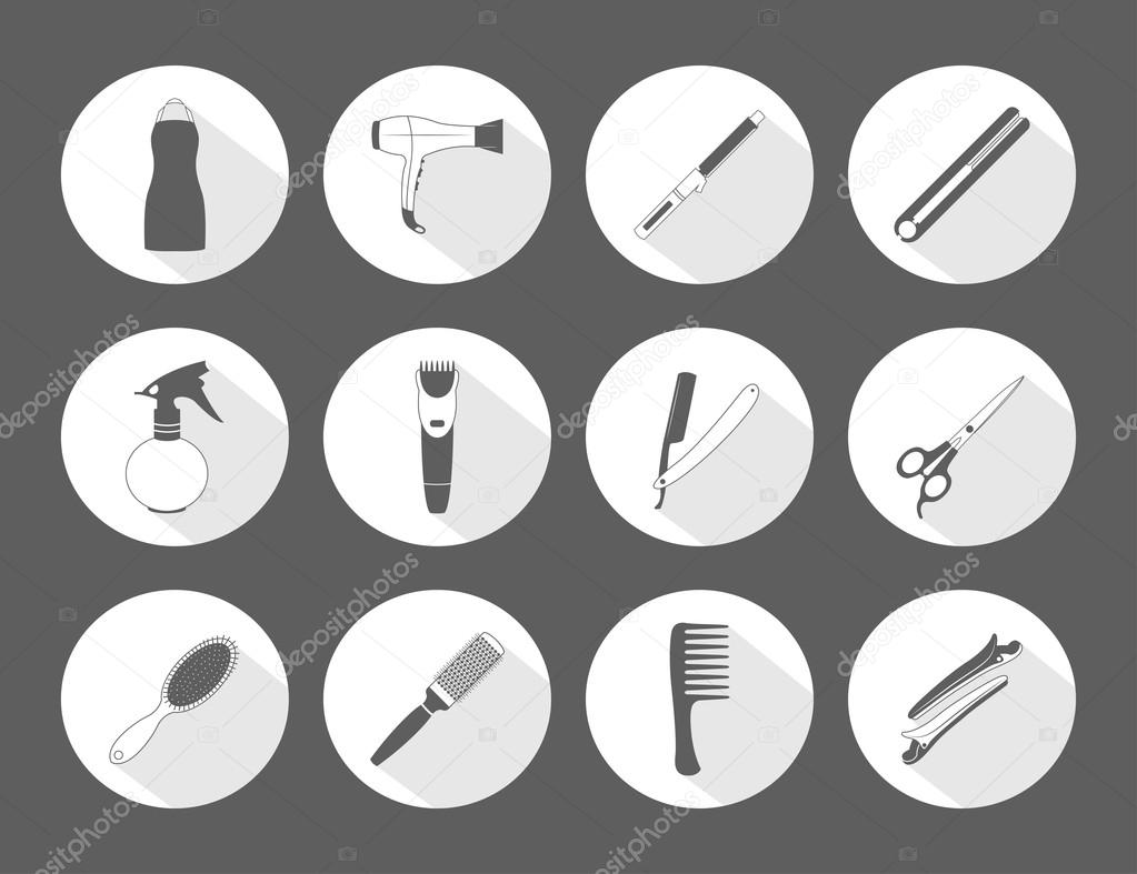 Barber Shop monochrome icons set