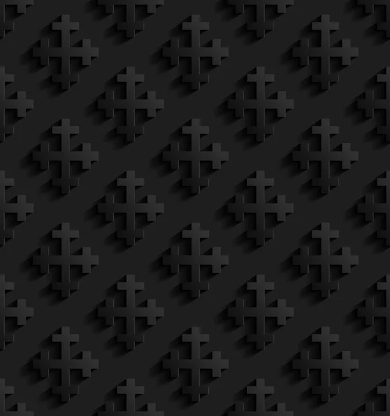 Schwarzes nahtloses Muster mit Kreuzen — Stockvektor