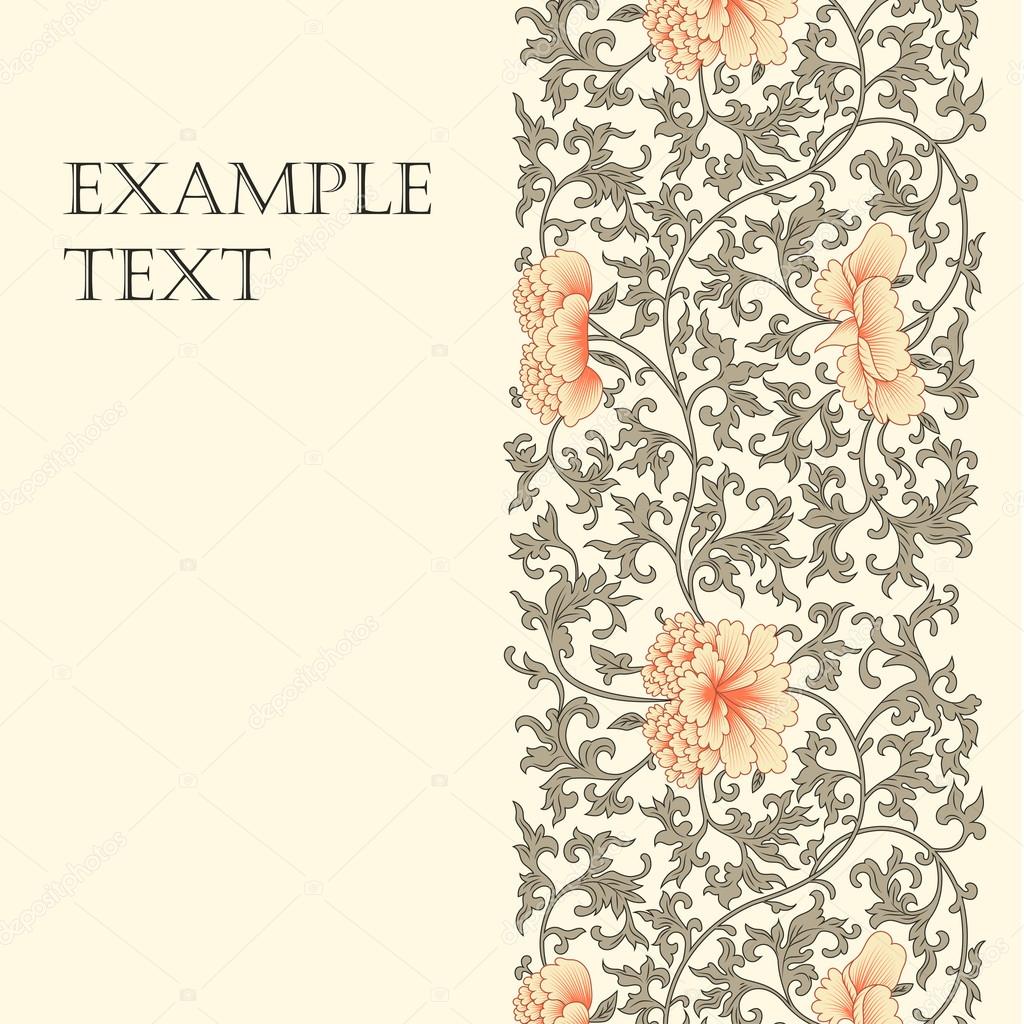 Card template with asian flowers