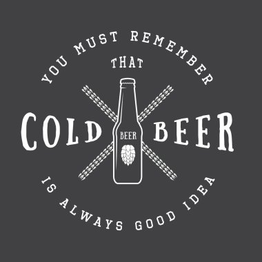 Slogan ve eğlenceli motivasyon ile vektör vintage bira logo