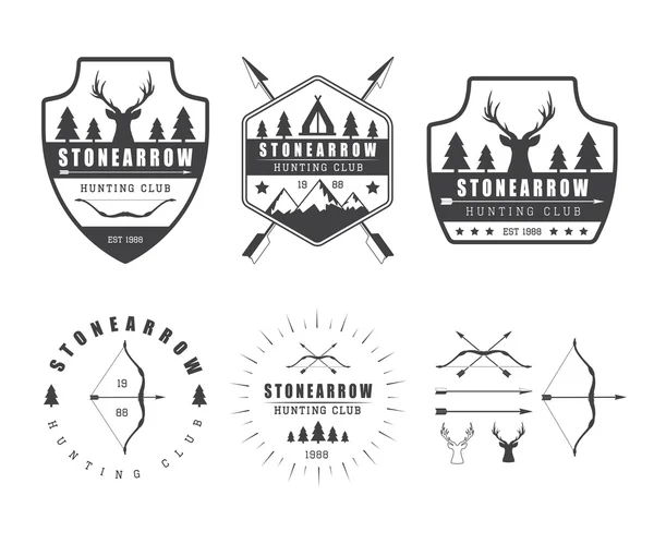 Set of vintage hunting labels, logo, badges and design elements — Stock Vector