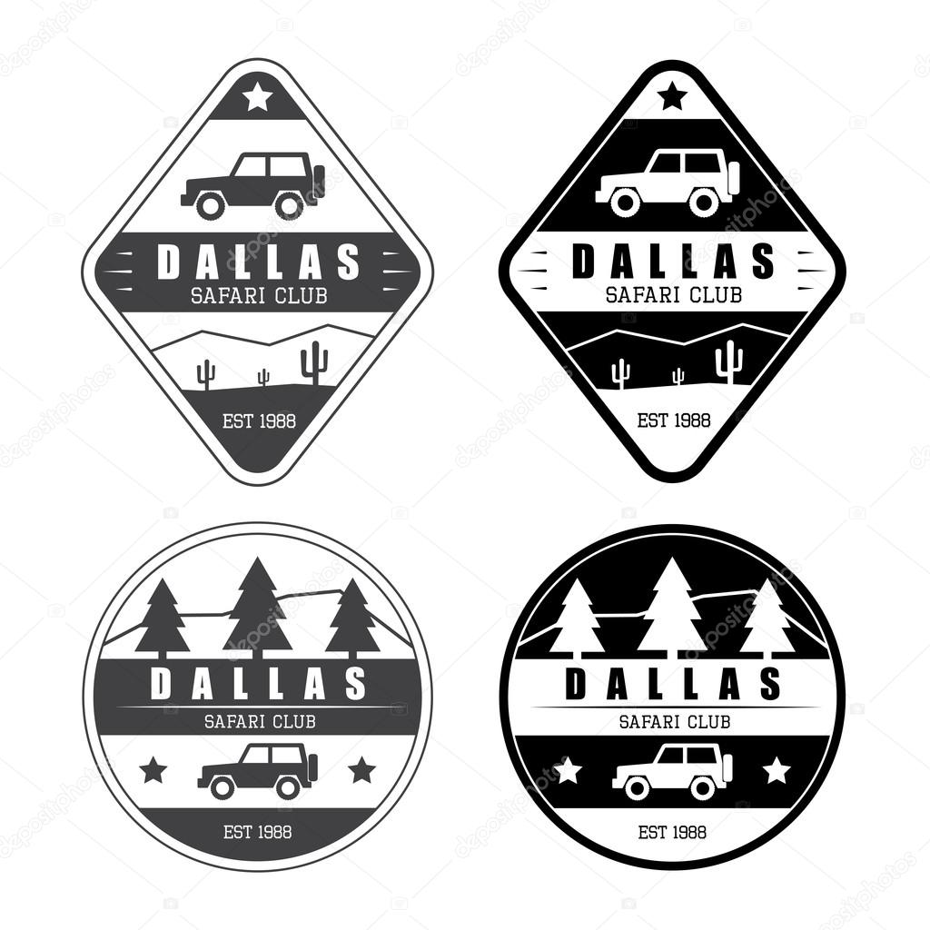 Set of safari club vector logo in vintage style