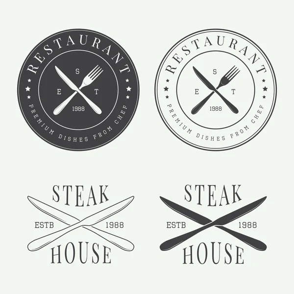 Conjunto de logotipo do restaurante vintage, emblema e emblema —  Vetores de Stock