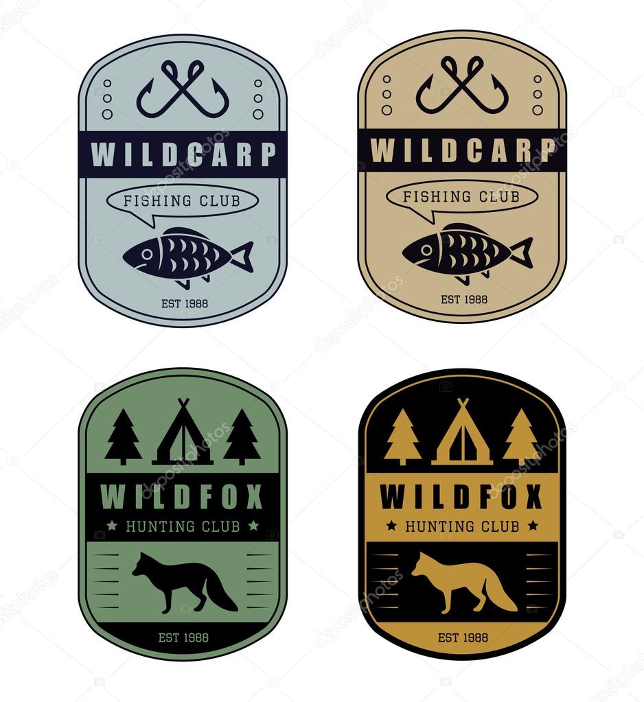 Set of vintage hunting and fishing logo