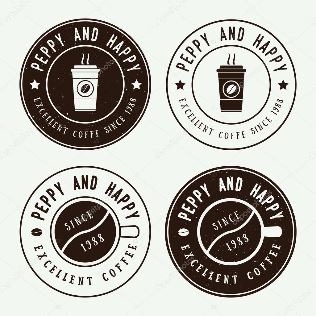 Set of vintage coffee vector logos, labels and emblems