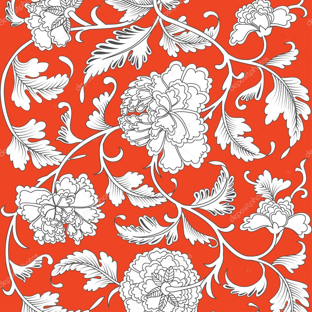 Chinese background with flowers