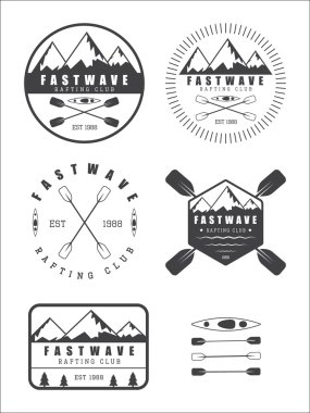 Küme vintage Eğer logo, etiketleri ve rozetleri rafting