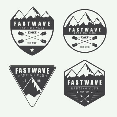 Küme vintage Eğer logo, etiketleri ve rozetleri rafting