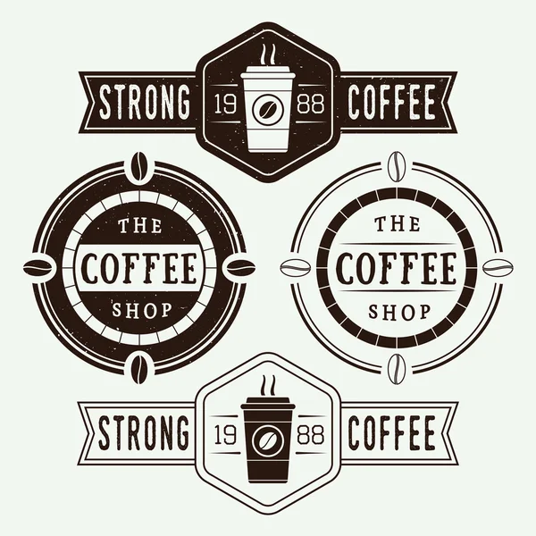 Vintage-Kaffee-Logos, Etiketten und Embleme — Stockvektor