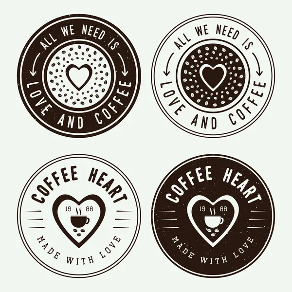 Vintage-Kaffee-Logos, Etiketten und Embleme — Stockvektor