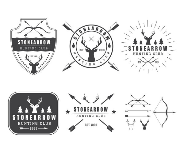 Set of vintage hunting labels, logo, badge and design elements