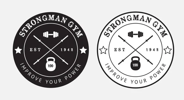 Set of gym logos in black and white — Stock Vector