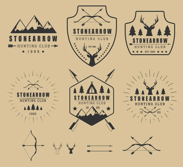 Conjunto de logotipos de caça vintage, rótulos, crachás e elementos — Vetor de Stock