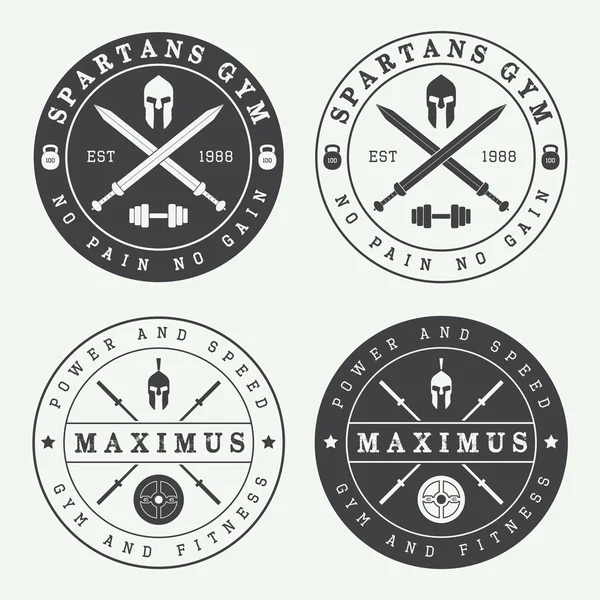 Conjunto de logotipos, etiquetas y emblemas del gimnasio vintage — Archivo Imágenes Vectoriales