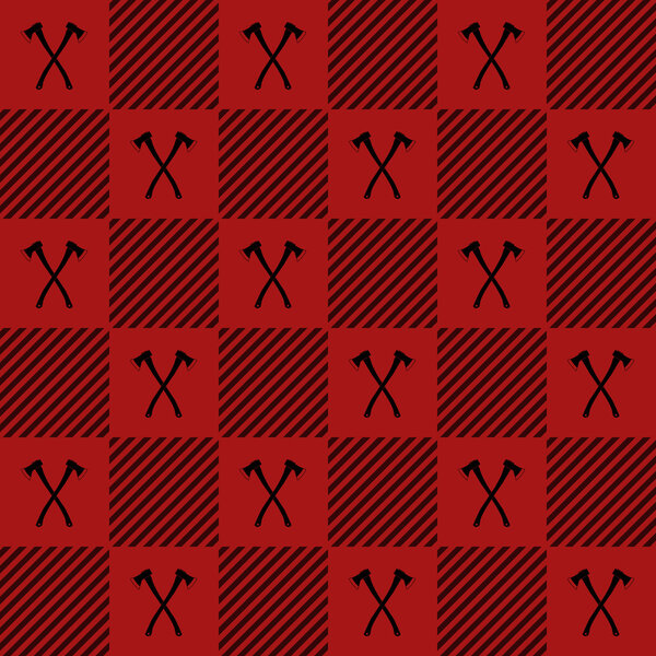 Lumberjack vector plaid pattern with axes