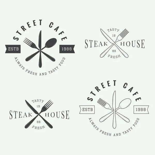 Set of vintage restaurant logo, badge and emblem — Stock Illustration Set of vintage restaurant logo, badge and emblem Royalty Free Stock Illustrations
