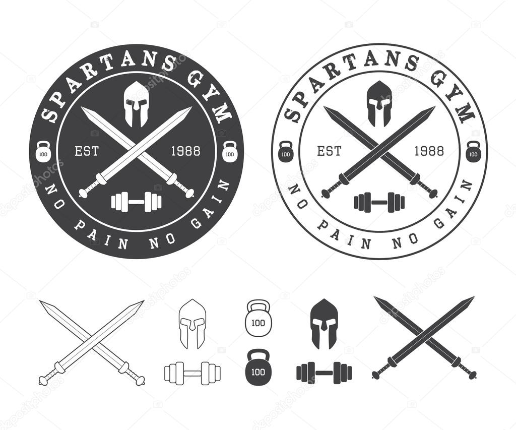 Set of gym vector logo in vintage style
