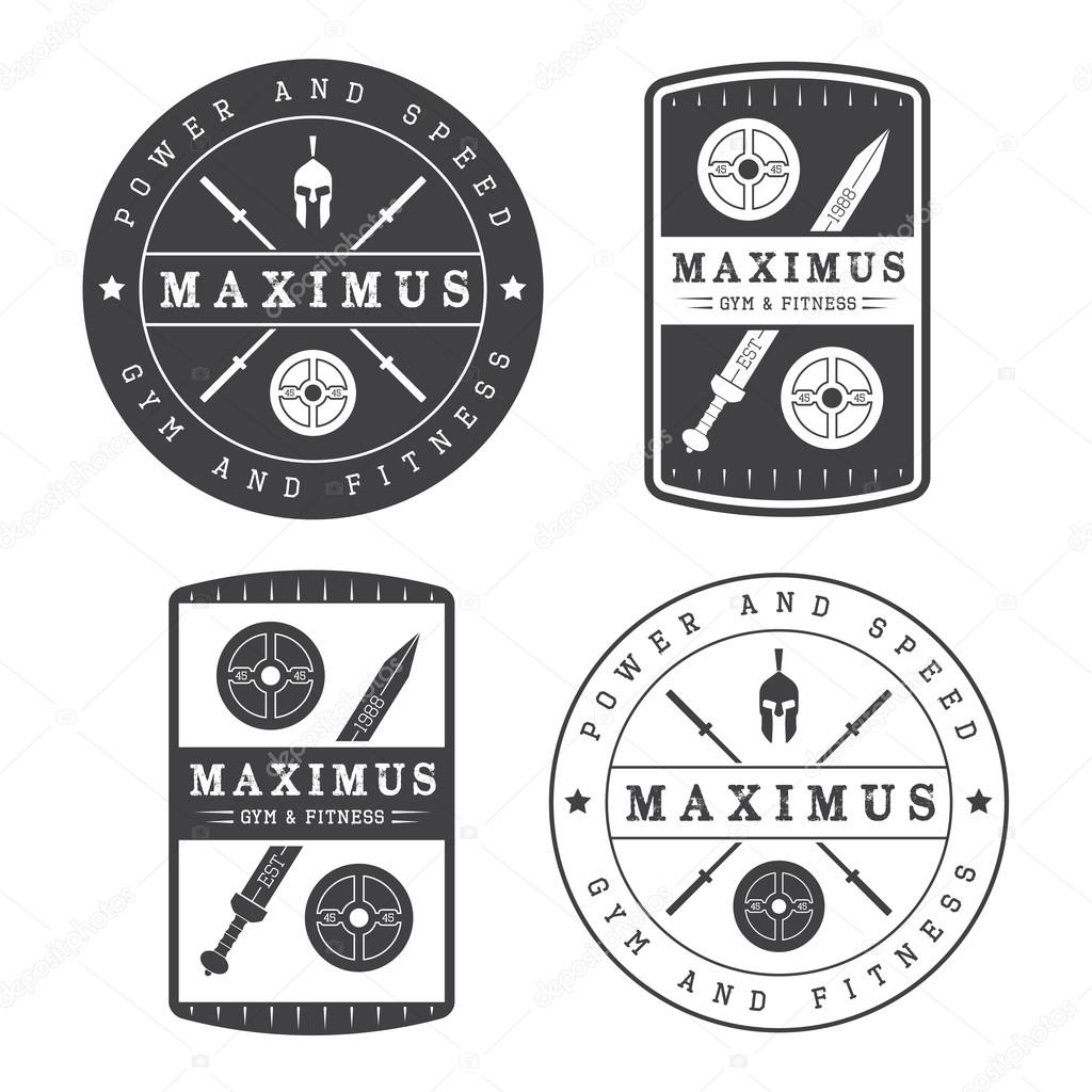 Set of gym vector logo in vintage style