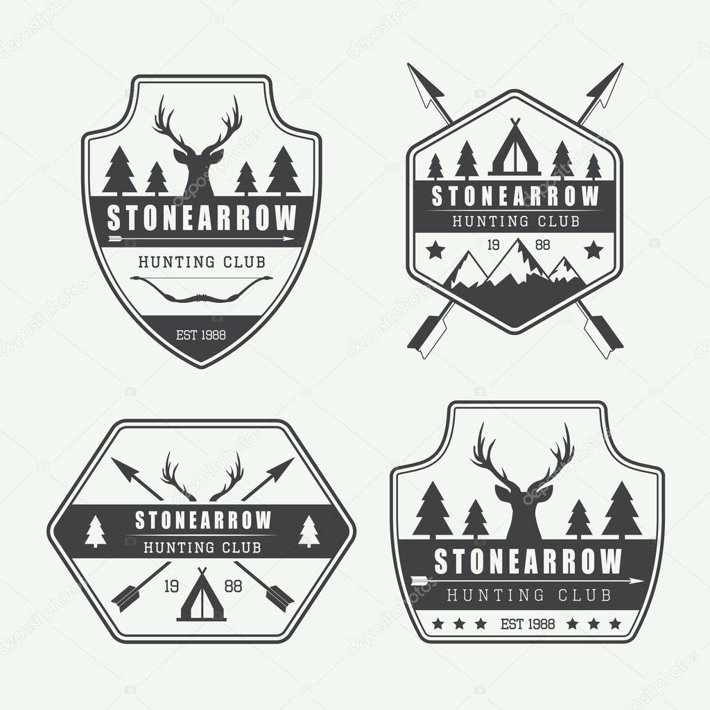 Set of vintage hunting labels, logos and badges