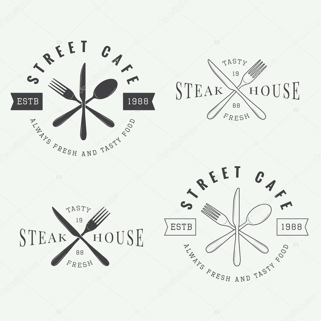 Set of vintage restaurant vector logo, badge and emblem