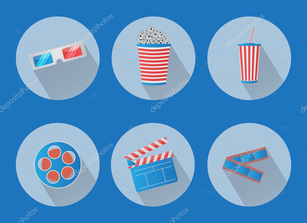 Flat cinema vector icons