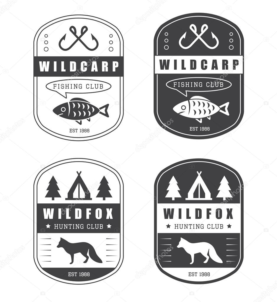 Set of vintage hunting and fishing logo Stock Vector by ©De_Malia