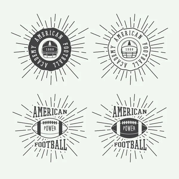 Vintage rugby ve Amerikan futbolu etiketleri, amblem ve logo kümesi. Vektör çizim — Stok Vektör