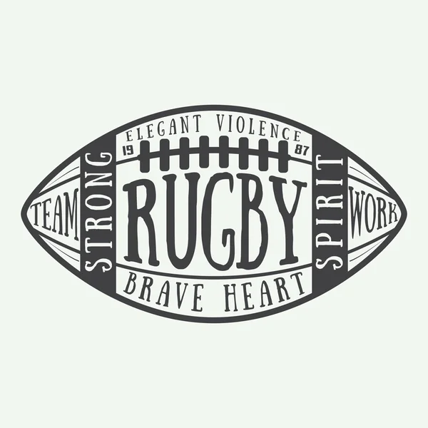 Ballon de rugby ou de football américain avec typographie. Illustration vectorielle avec lettrage — Image vectorielle