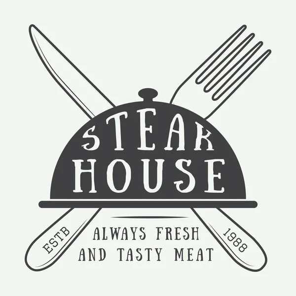 Logotipo, crachá ou emblema do restaurante vintage. Ilustração vetorial — Vetor de Stock
