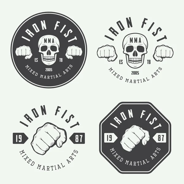 Set of vintage mixed martial arts logo, badges and emblems. Vector illustration Stock Vector