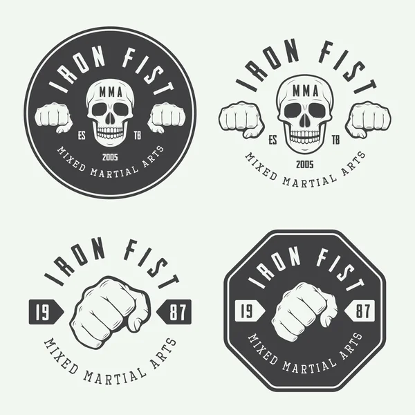 Set of vintage mixed martial arts logo, badges and emblems. Vector illustration — Stock Illustration Set of vintage mixed martial arts logo, badges and emblems. Vector illustration Stock Vector