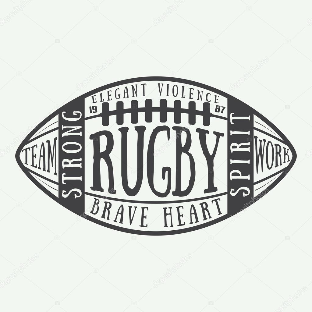 Rugby or american football ball with typography. Vector illustration with lettering