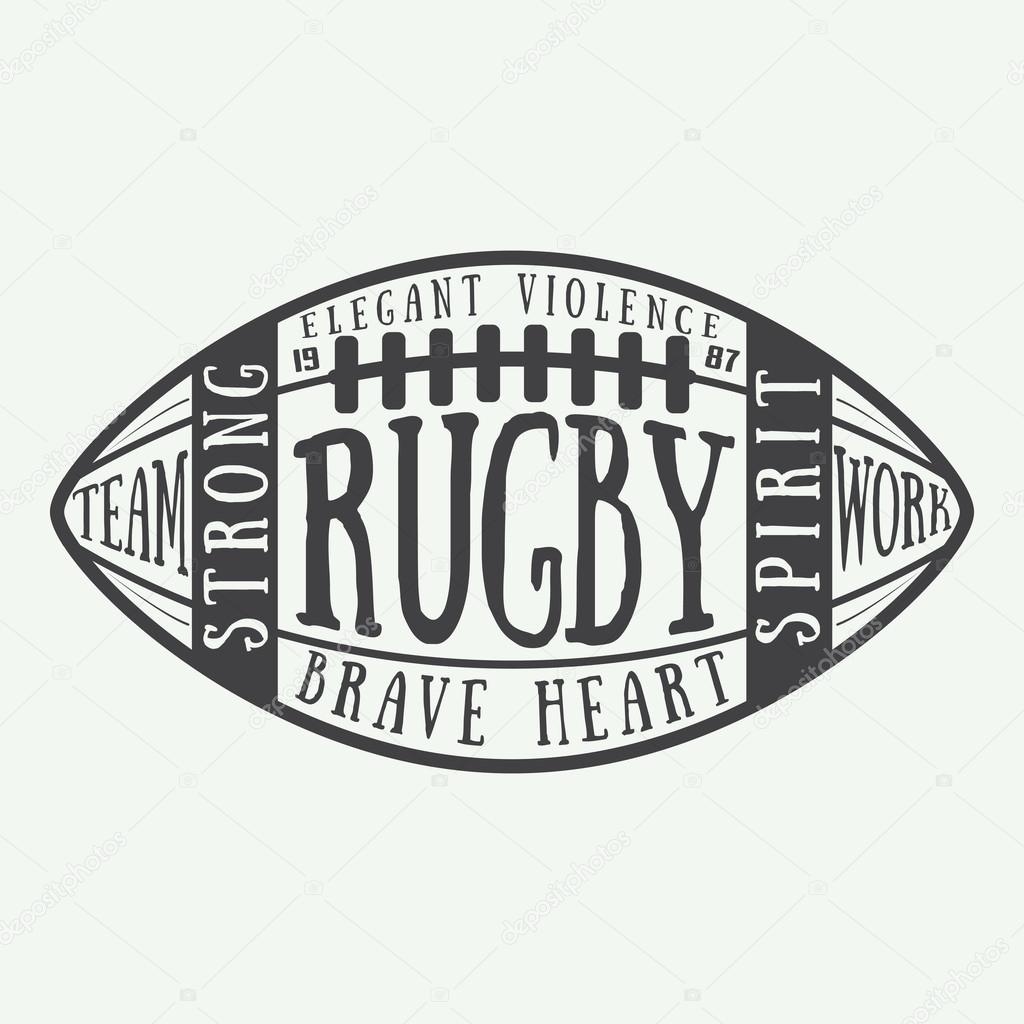 Rugby or american football ball with typography. Vector illustration with lettering, eps 10