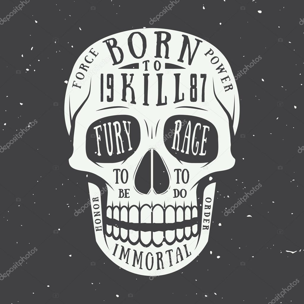 Vintage skull label, emblem and logo. Vector illustration, eps 10
