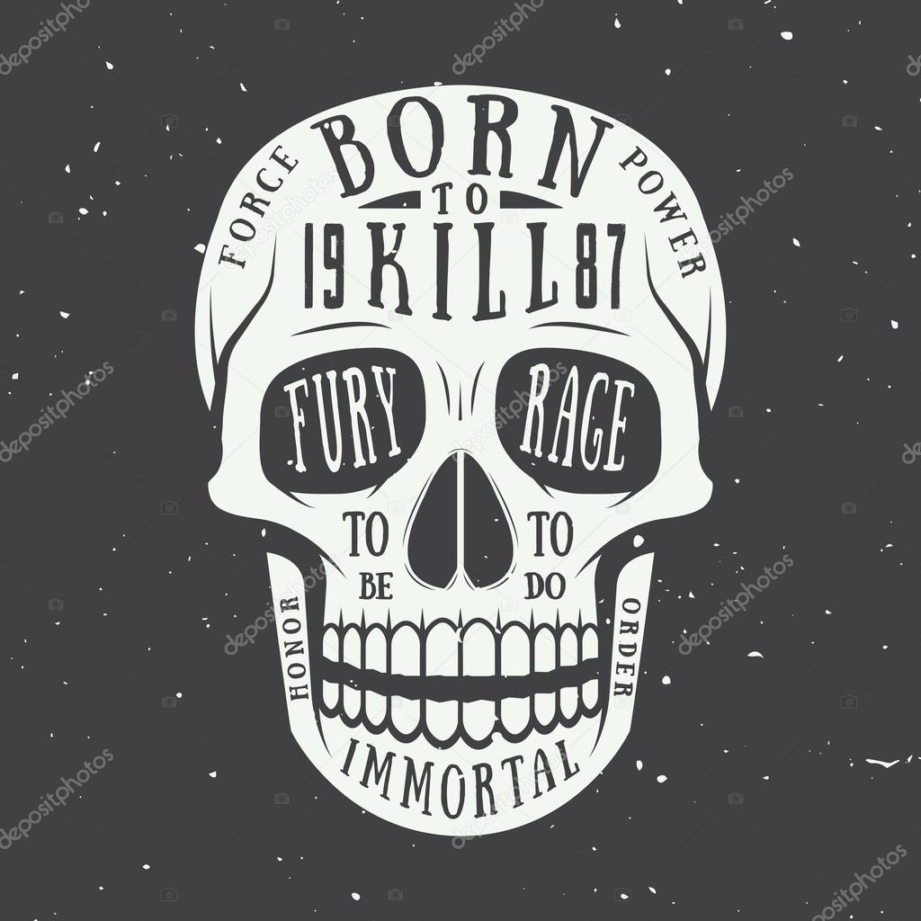 Vintage skull label, emblem and logo. Vector illustration