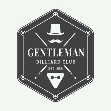 Vintage Bilardo etiket, amblem ve logo