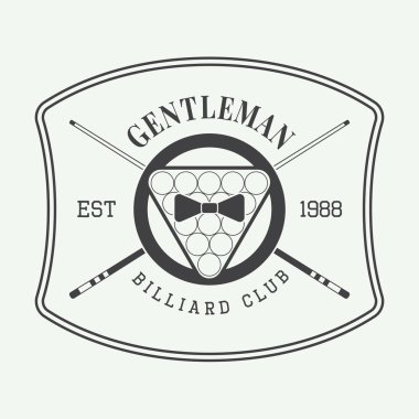 Vintage Bilardo etiket, amblem ve logo